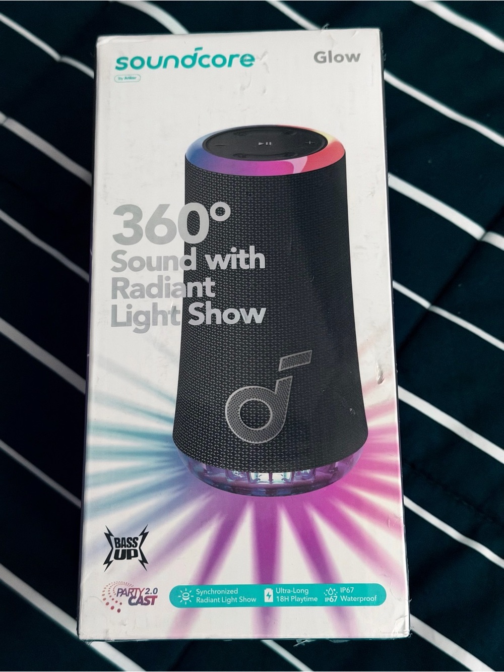 Soundcore Glow Portable Bluetooth Speaker — Black with RGB Light Ring